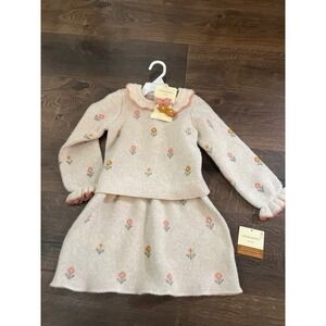 Cynthia Rowley Toddler Girls Floral Sweater and Skirt Set Cream‎ Pink 3T NWT